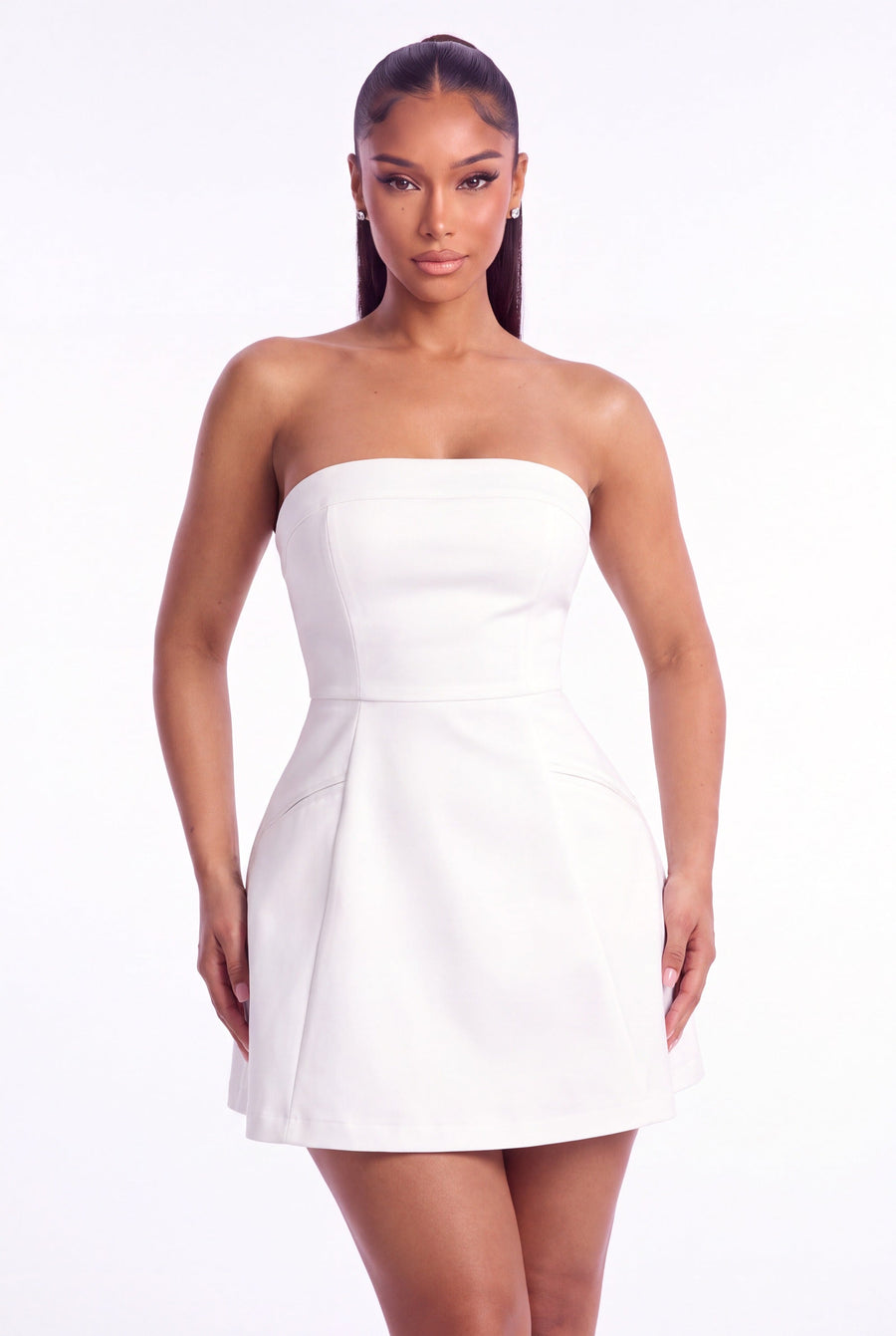 Beatrice Satin Strapless Mini Dress