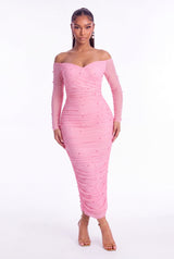 Perla Pearl Mesh Midi Dress