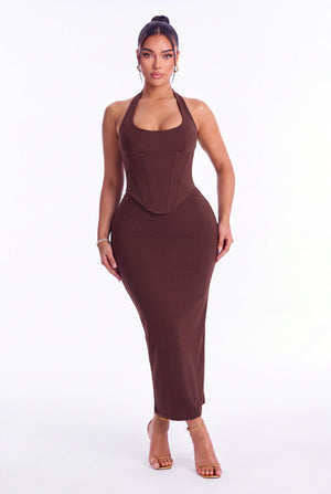 Vittoria Corset Halter Midi Dress