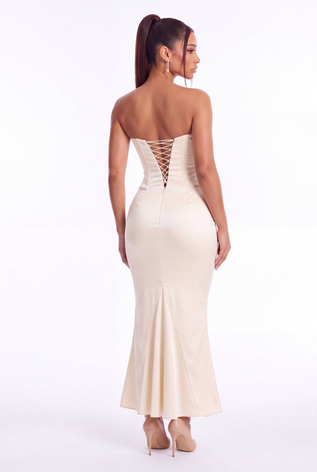Alessandra Corset Maxi Dress - Butter - back