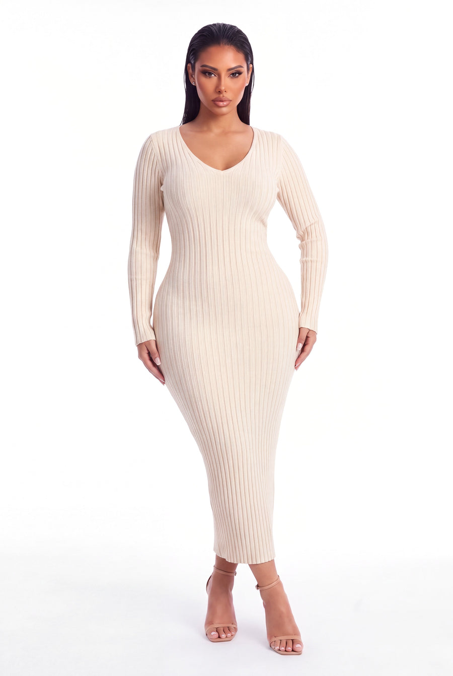 Lucia Ribbed Knit Midi Dress