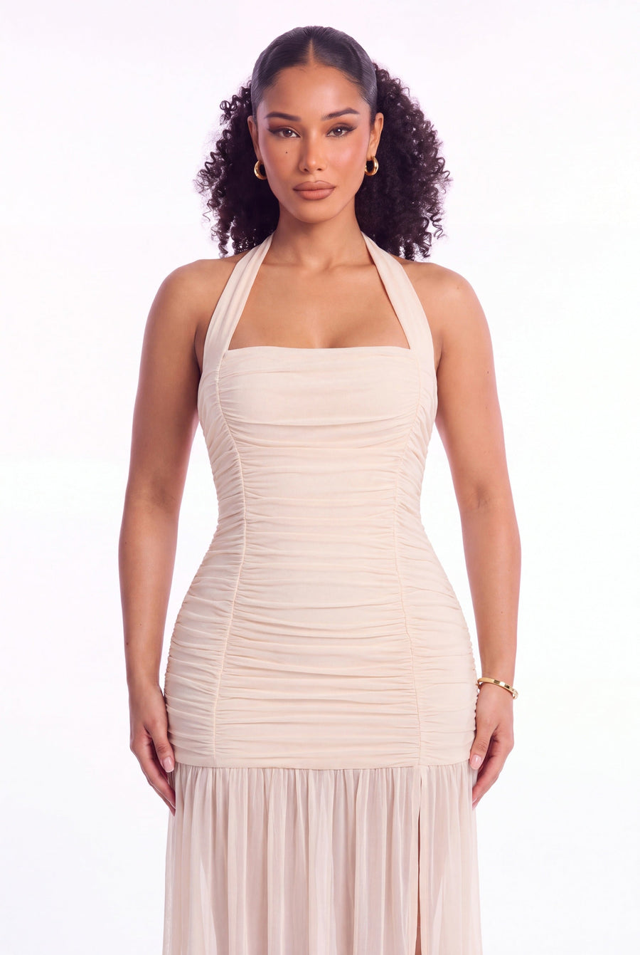 Serafina Halter Mesh Maxi Dress